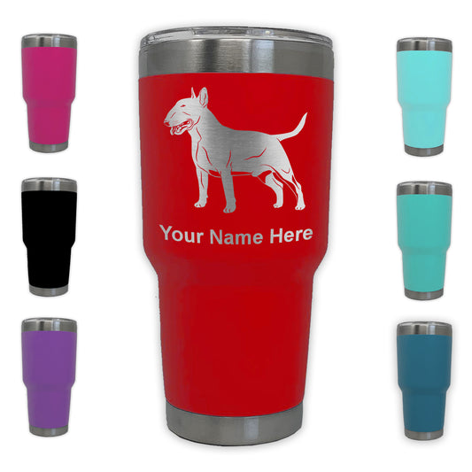 LaserGram 30oz Tumbler Mug, Bull Terrier Dog, Personalized Engraving Included