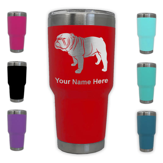 LaserGram 30oz Tumbler Mug, Bulldog Dog, Personalized Engraving Included