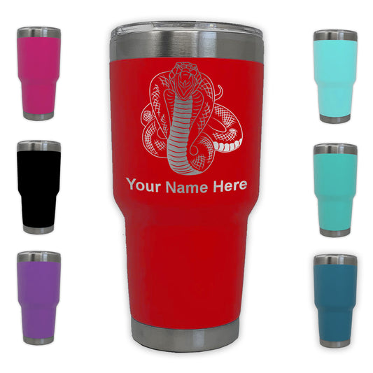 LaserGram 30oz Tumbler Mug, Cobra Snake, Personalized Engraving Included