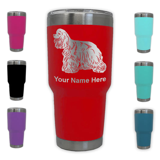 LaserGram 30oz Tumbler Mug, Cocker Spaniel Dog, Personalized Engraving Included
