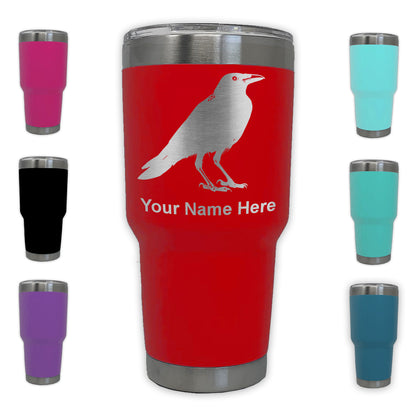 LaserGram 30oz Tumbler Mug, Crow, Personalized Engraving Included