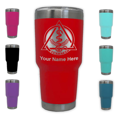 LaserGram 30oz Tumbler Mug, Dentist Symbol, Personalized Engraving Included