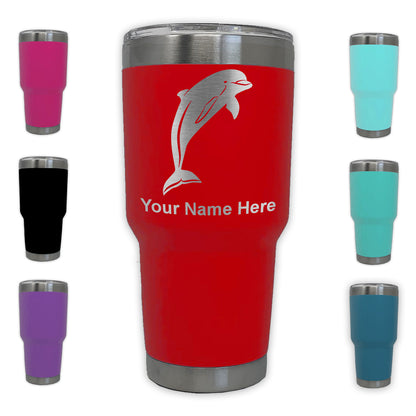 LaserGram 30oz Tumbler Mug, Dolphin, Personalized Engraving Included