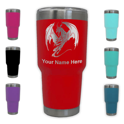 LaserGram 30oz Tumbler Mug, Dragon, Personalized Engraving Included