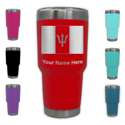 LaserGram 30oz Tumbler Mug, Flag of Barbados, Personalized Engraving Included