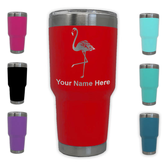 LaserGram 30oz Tumbler Mug, Flamingo, Personalized Engraving Included