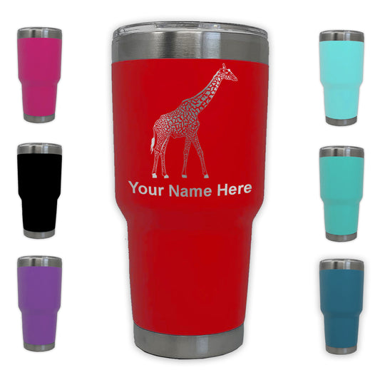 LaserGram 30oz Tumbler Mug, Giraffe, Personalized Engraving Included