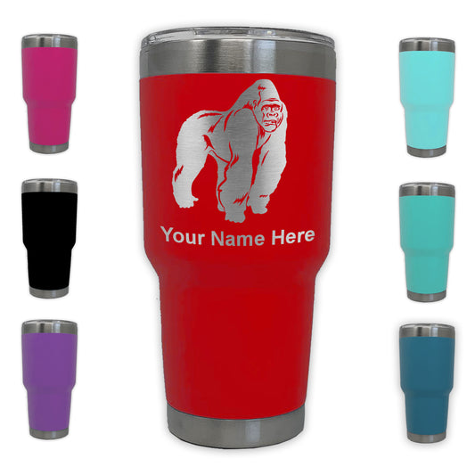 LaserGram 30oz Tumbler Mug, Gorilla, Personalized Engraving Included