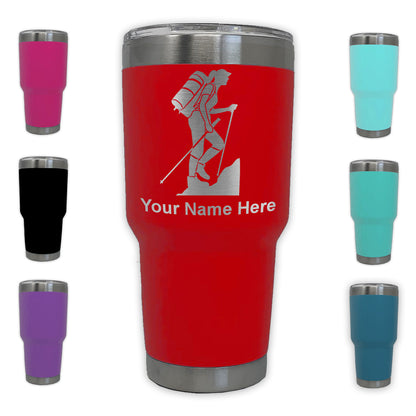 LaserGram 30oz Tumbler Mug, Hiker Woman, Personalized Engraving Included