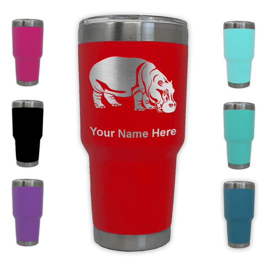 LaserGram 30oz Tumbler Mug, Hippopotamus, Personalized Engraving Included