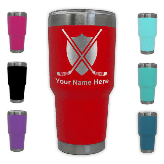 LaserGram 30oz Tumbler Mug, Hockey Sticks, Personalized Engraving Included