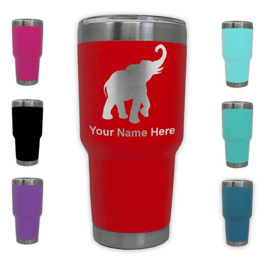 LaserGram 30oz Tumbler Mug, Indian Elephant, Personalized Engraving Included