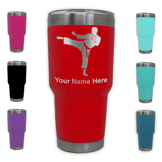 LaserGram 30oz Tumbler Mug, Karate Man, Personalized Engraving Included