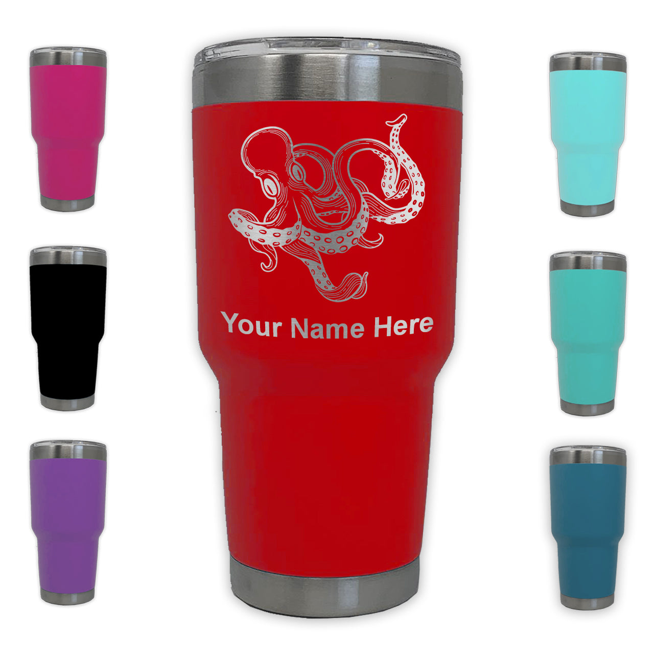 LaserGram 30oz Tumbler Mug, Kraken, Personalized Engraving Included