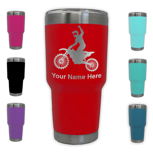 LaserGram 30oz Tumbler Mug, Motocross, Personalized Engraving Included