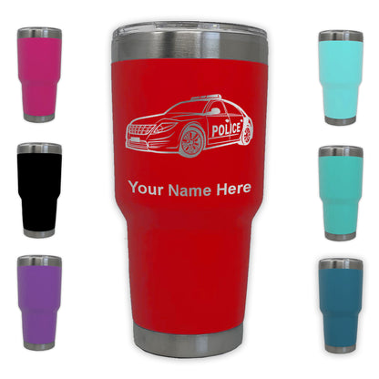 LaserGram 30oz Tumbler Mug, Police Car, Personalized Engraving Included