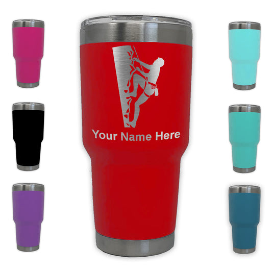 LaserGram 30oz Tumbler Mug, Rock Climber, Personalized Engraving Included