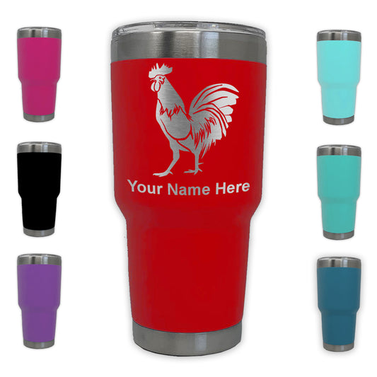 LaserGram 30oz Tumbler Mug, Rooster, Personalized Engraving Included