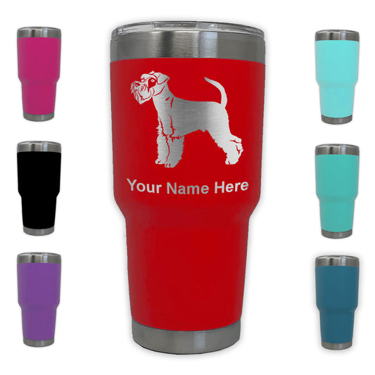 LaserGram 30oz Tumbler Mug, Schnauzer Dog, Personalized Engraving Included