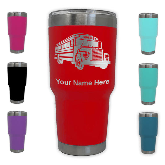 LaserGram 30oz Tumbler Mug, School Bus, Personalized Engraving Included