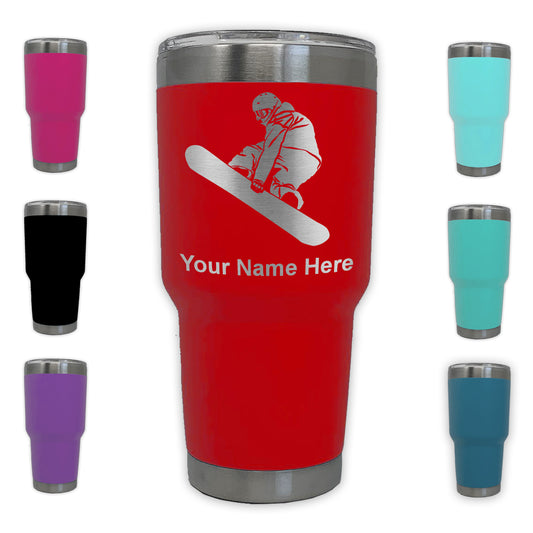 LaserGram 30oz Tumbler Mug, Snowboarder Man, Personalized Engraving Included