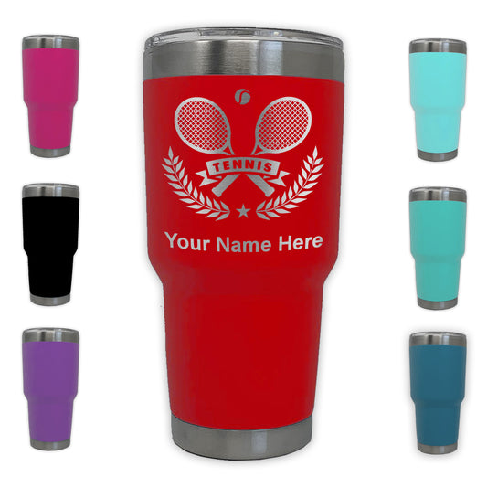 LaserGram 30oz Tumbler Mug, Tennis Rackets, Personalized Engraving Included