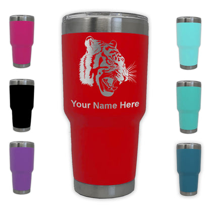 LaserGram 30oz Tumbler Mug, Tiger Head, Personalized Engraving Included