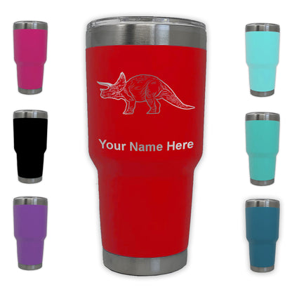 LaserGram 30oz Tumbler Mug, Triceratops Dinosaur, Personalized Engraving Included