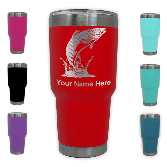 LaserGram 30oz Tumbler Mug, Trout Fish, Personalized Engraving Included