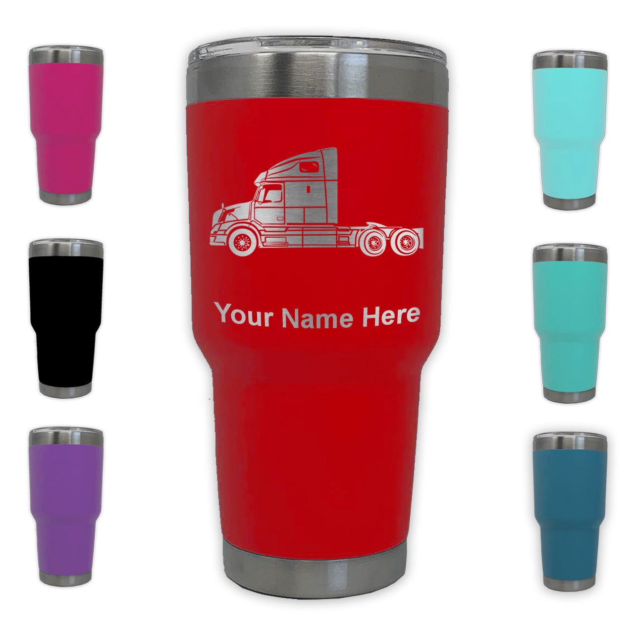 LaserGram 30oz Tumbler Mug, Truck Cab, Personalized Engraving Included