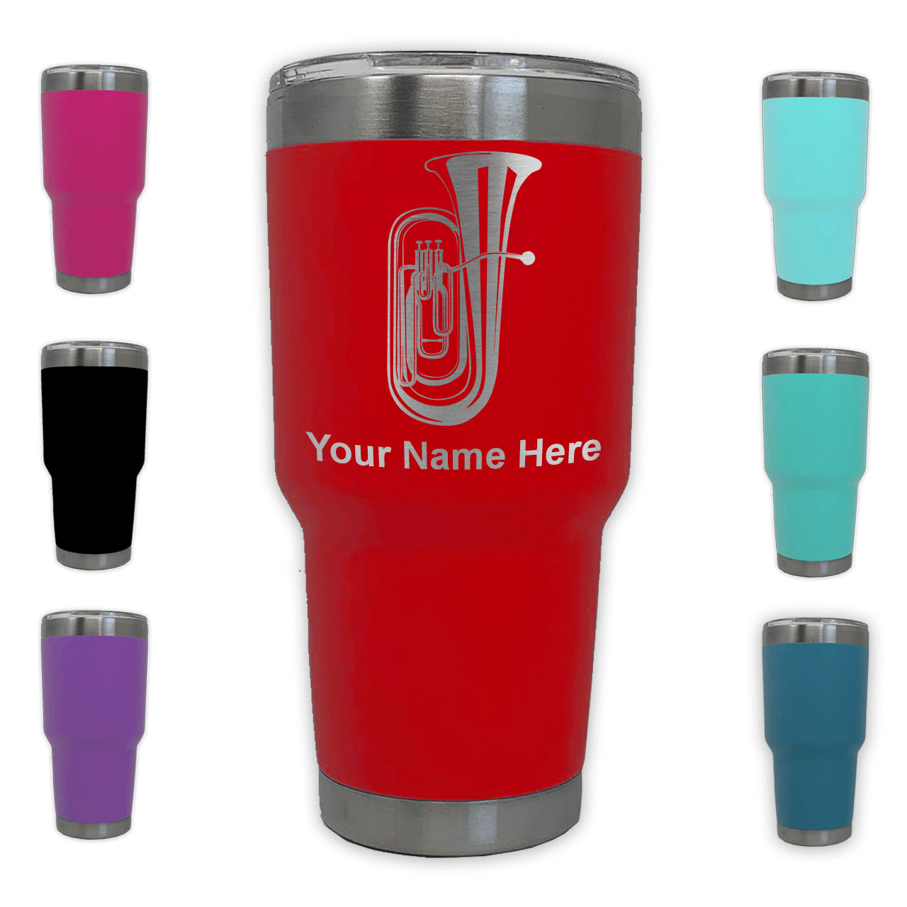 LaserGram 30oz Tumbler Mug, Tuba, Personalized Engraving Included