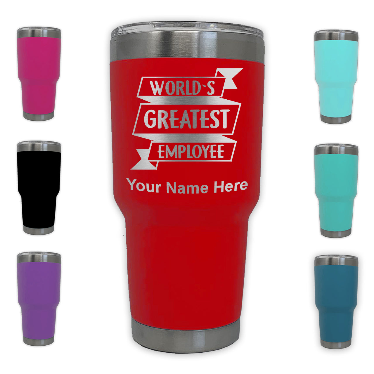 LaserGram 30oz Tumbler Mug, World's Greatest Employee, Personalized Engraving Included