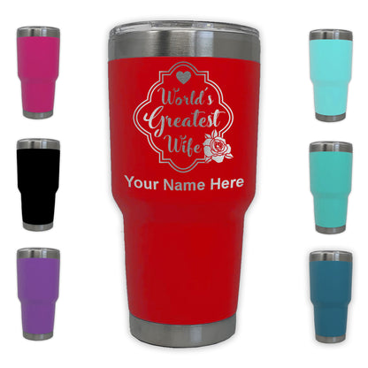 LaserGram 30oz Tumbler Mug, World's Greatest Wife, Personalized Engraving Included