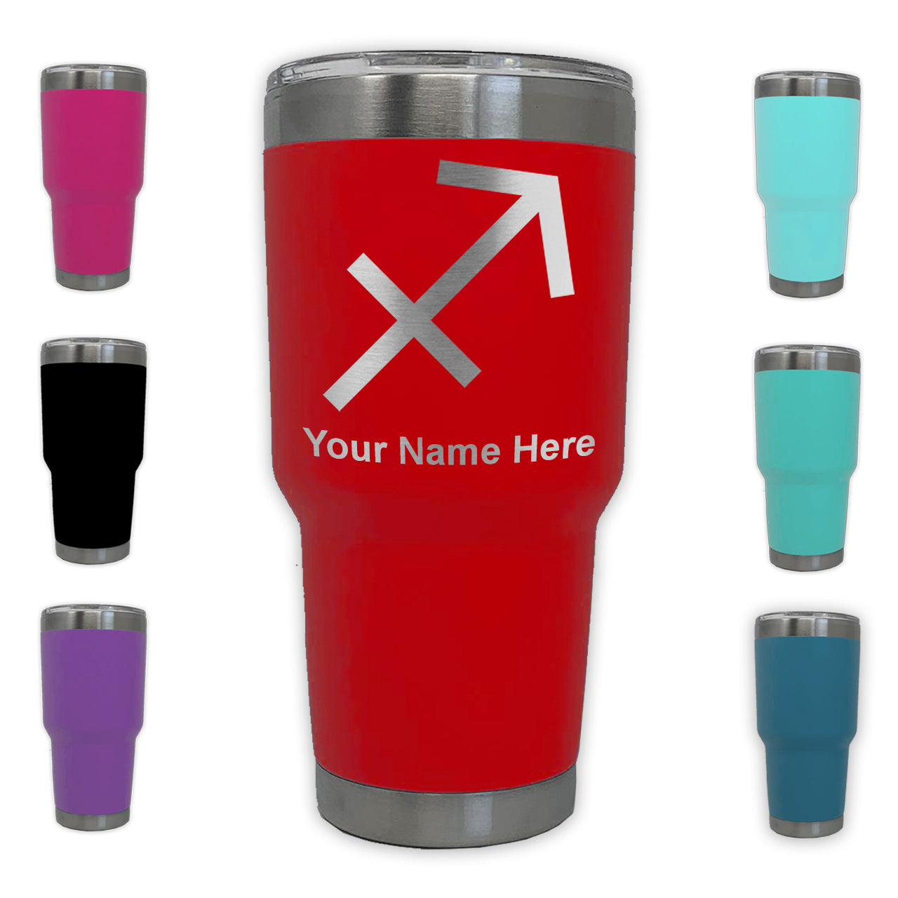 LaserGram 30oz Tumbler Mug, Zodiac Sign Sagittarius, Personalized Engraving Included