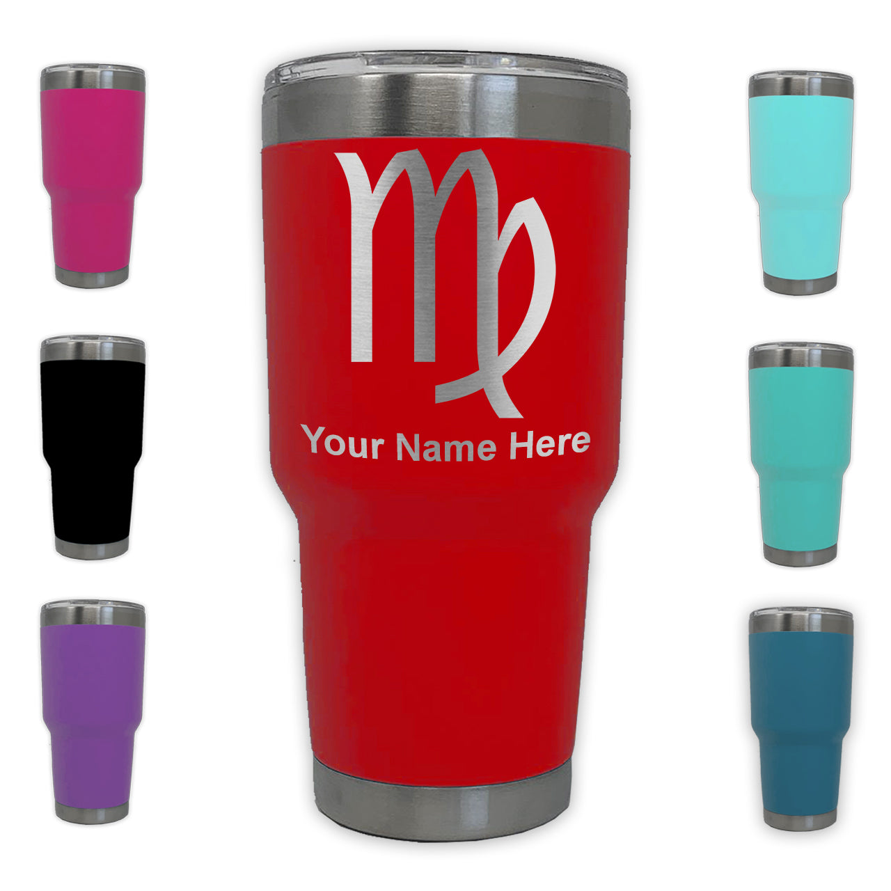 LaserGram 30oz Tumbler Mug, Zodiac Sign Virgo, Personalized Engraving Included