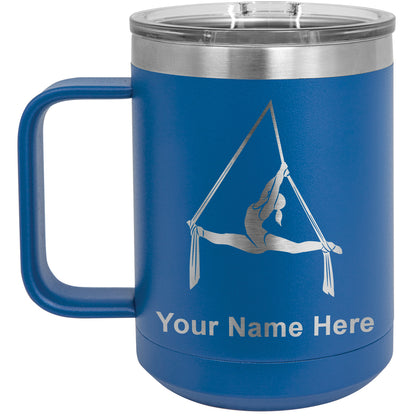 15oz Vacuum Insulated Coffee Mug, Aerial Silks, Personalized Engraving Included