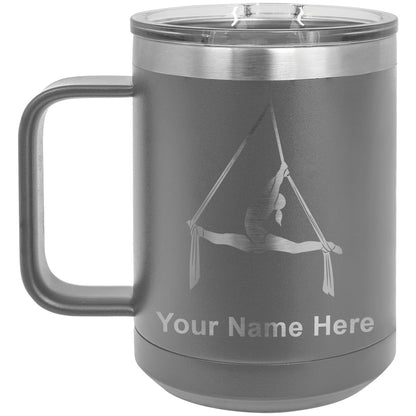 15oz Vacuum Insulated Coffee Mug, Aerial Silks, Personalized Engraving Included