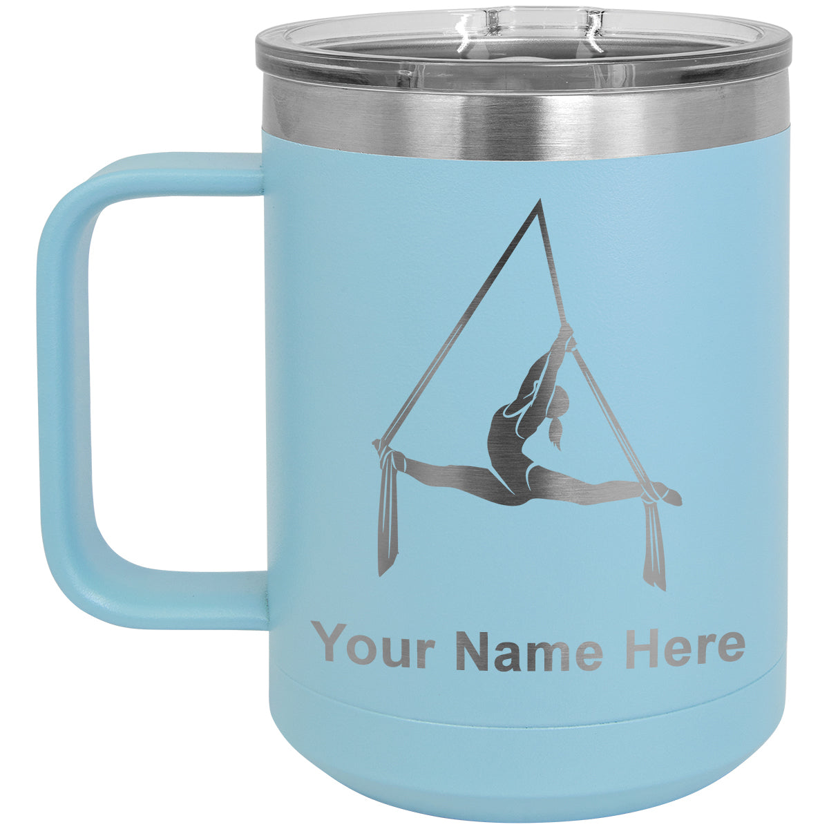 15oz Vacuum Insulated Coffee Mug, Aerial Silks, Personalized Engraving Included