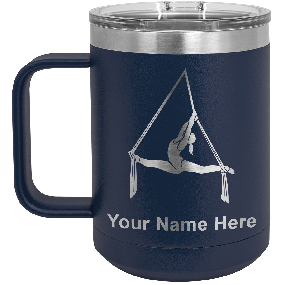 15oz Vacuum Insulated Coffee Mug, Aerial Silks, Personalized Engraving Included