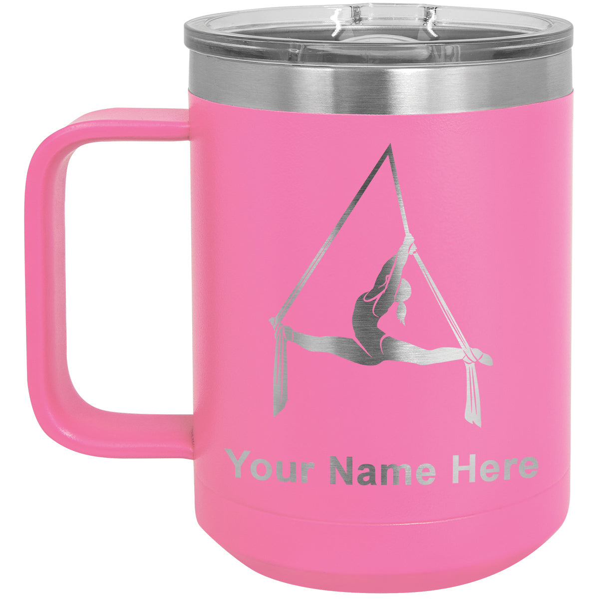 15oz Vacuum Insulated Coffee Mug, Aerial Silks, Personalized Engraving Included