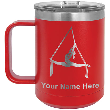 15oz Vacuum Insulated Coffee Mug, Aerial Silks, Personalized Engraving Included