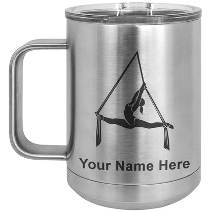 15oz Vacuum Insulated Coffee Mug, Aerial Silks, Personalized Engraving Included