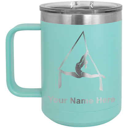 15oz Vacuum Insulated Coffee Mug, Aerial Silks, Personalized Engraving Included