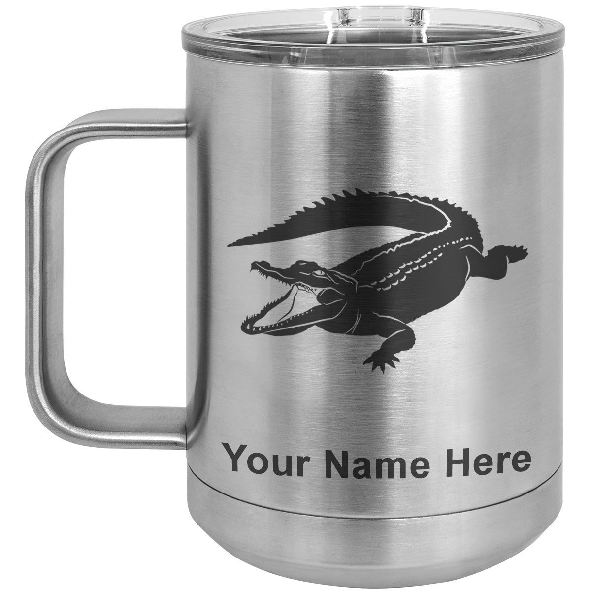 15oz Vacuum Insulated Coffee Mug, Alligator, Personalized Engraving Included