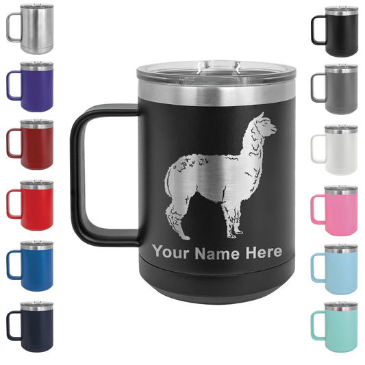 15oz Vacuum Insulated Coffee Mug, Alpaca, Personalized Engraving Included