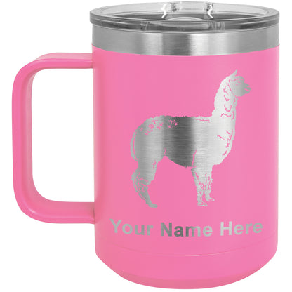 15oz Vacuum Insulated Coffee Mug, Alpaca, Personalized Engraving Included