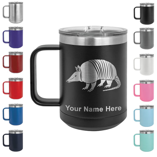 15oz Vacuum Insulated Coffee Mug, Armadillo, Personalized Engraving Included