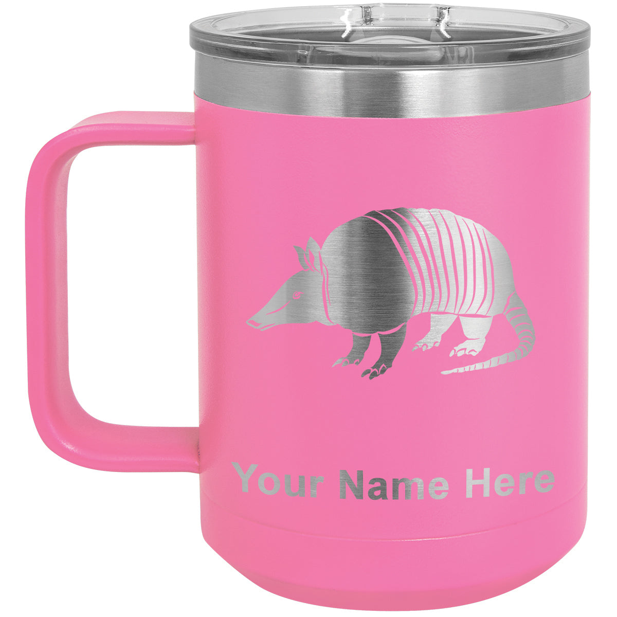 15oz Vacuum Insulated Coffee Mug, Armadillo, Personalized Engraving Included