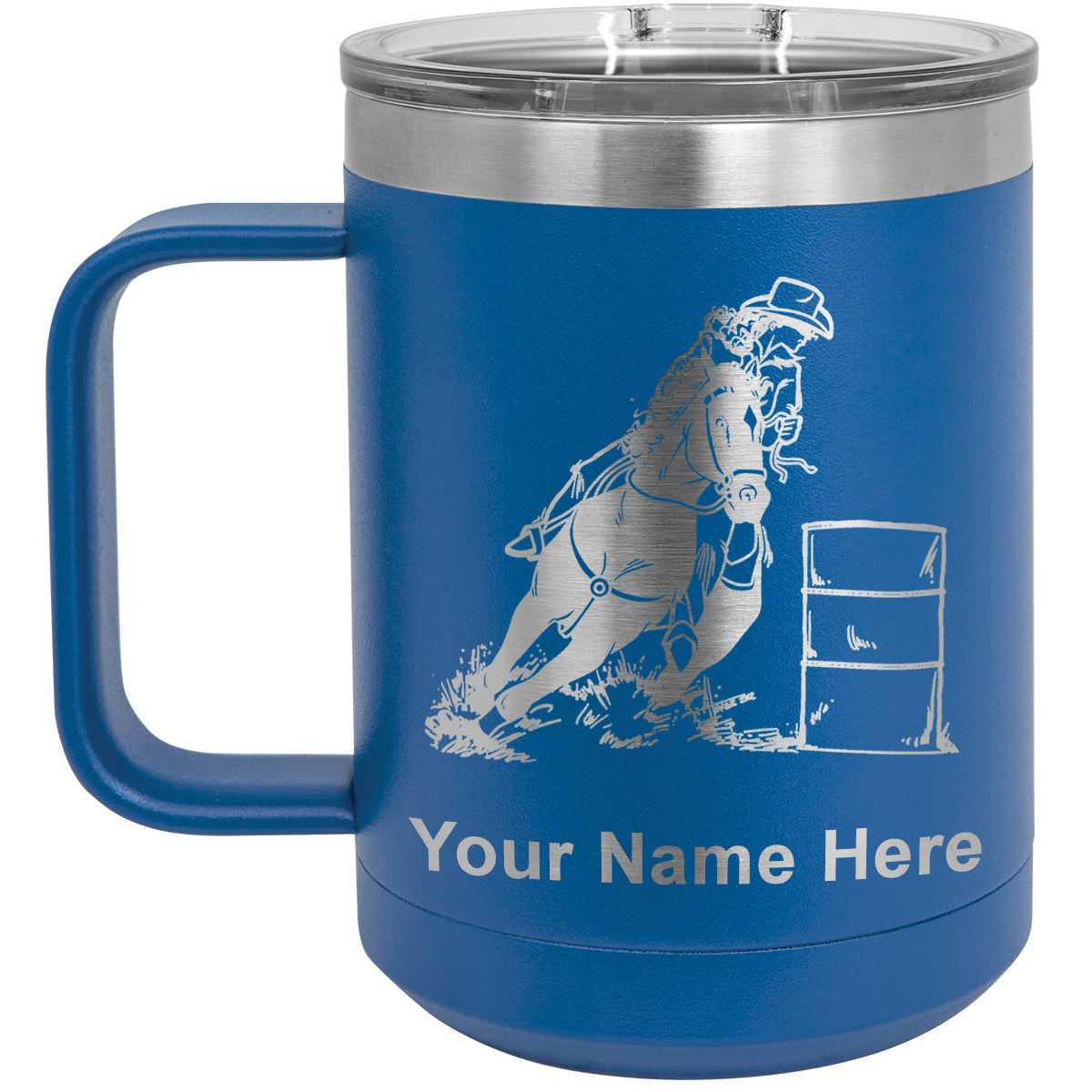 15oz Vacuum Insulated Coffee Mug, Barrel Racer, Personalized Engraving Included