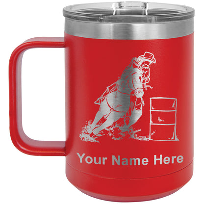 15oz Vacuum Insulated Coffee Mug, Barrel Racer, Personalized Engraving Included